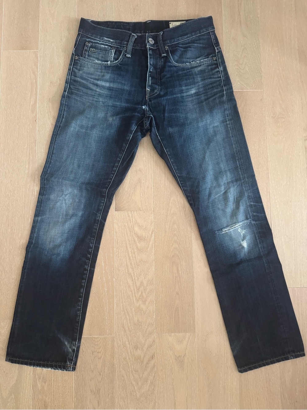 G-Star Slim Straight Dark Blue Washed Jeans